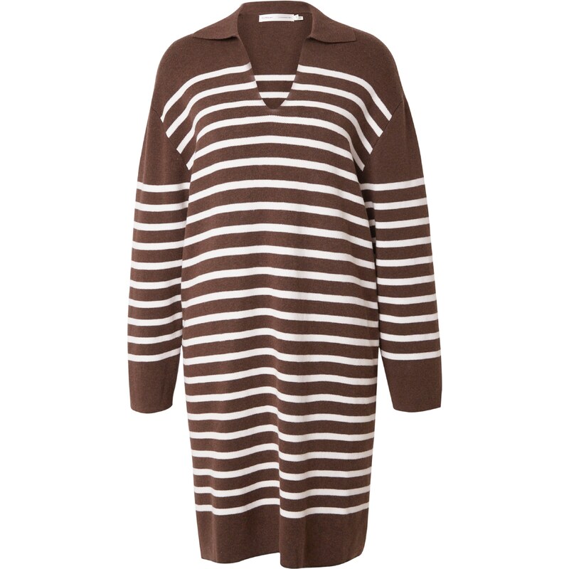 InWear Úpletové šaty Ropa hnědá / bílá
