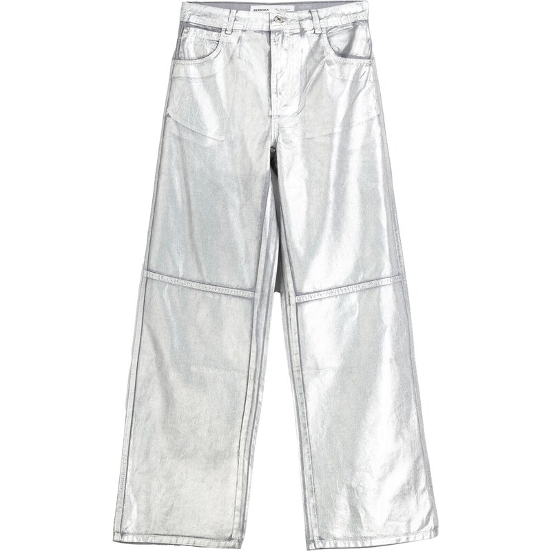 Bershka Kalhoty stříbrná