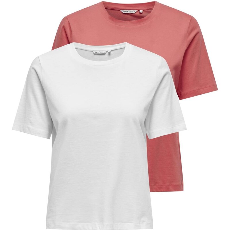 ONLY Tričko pink / bílá 93064243