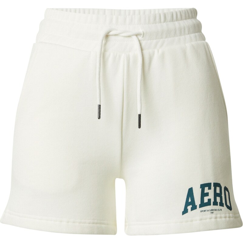 AÉROPOSTALE Kalhoty smaragdová / offwhite