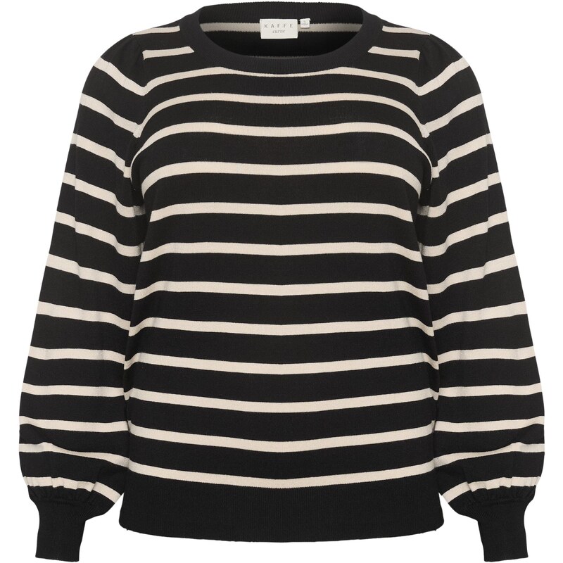 KAFFE CURVE Svetr Miana černá / offwhite