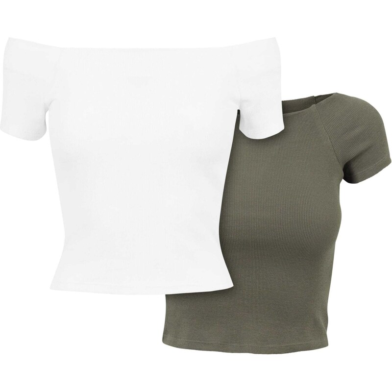 Urban Classics Tričko khaki / bílá 94076179