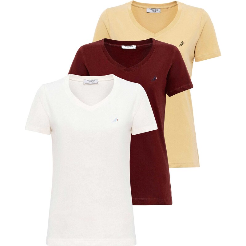 Moxx Paris Tričko světle žlutá / burgundská červeň / bílá 93072037