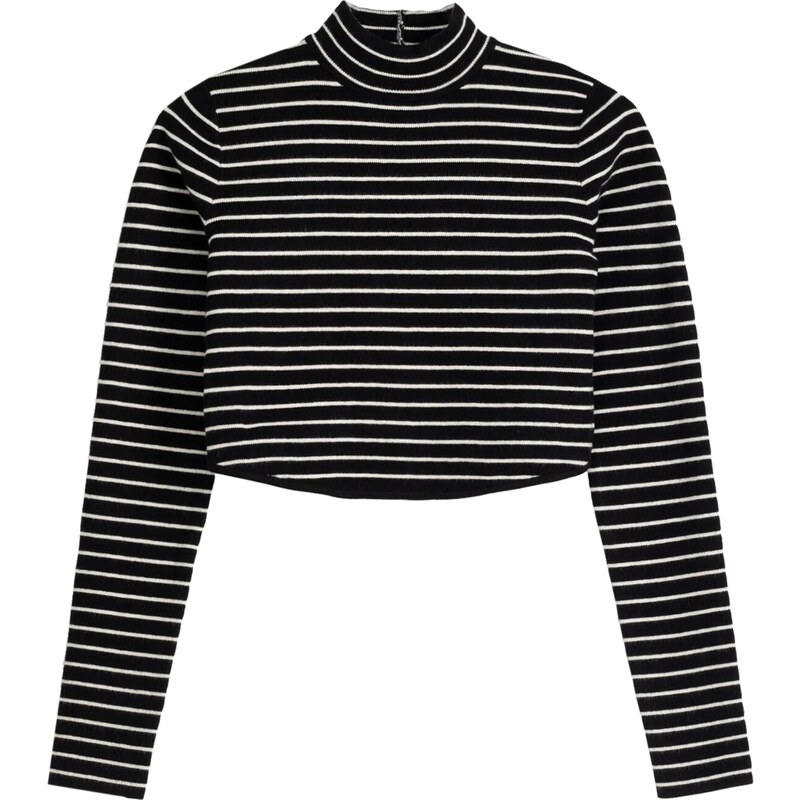 Bershka Svetr černá / bílá