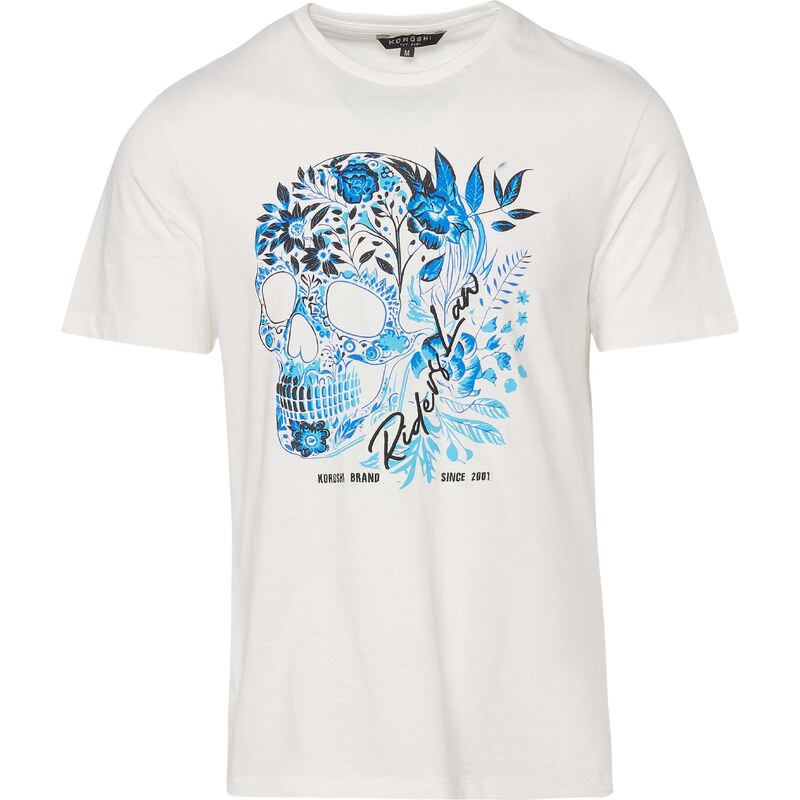 KOROSHI Tričko azurová / světlemodrá / černá / offwhite