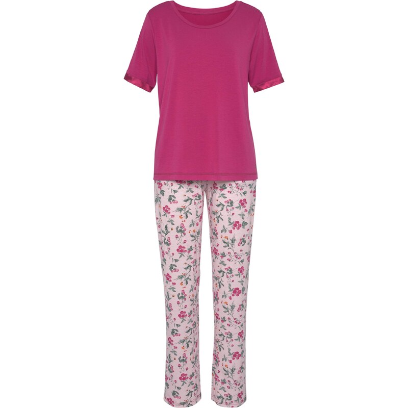 LASCANA Pyžamo Summer tmavě zelená / cyclam / mandarinkoná / světle 95835775