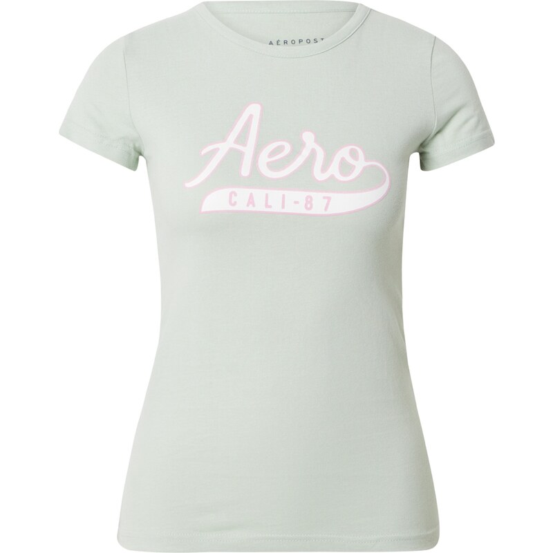 AÉROPOSTALE Tričko CALI pastelově zelená / růžová / bílá
