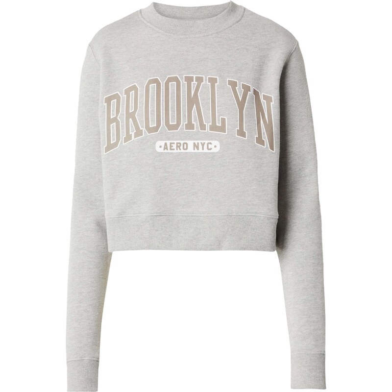 AÉROPOSTALE Mikina BROOKLYN mokka / šedá / bílá 109496428