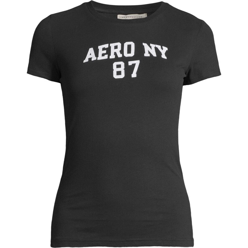 AÉROPOSTALE Tričko AUG AERO NY 87 černá / bílá