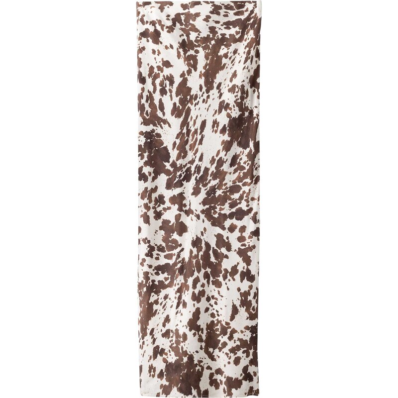 Bershka Sukně hnědá / offwhite