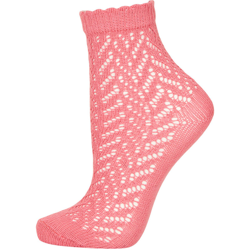 Topshop Pink Chevron Pointelle Ankle Socks