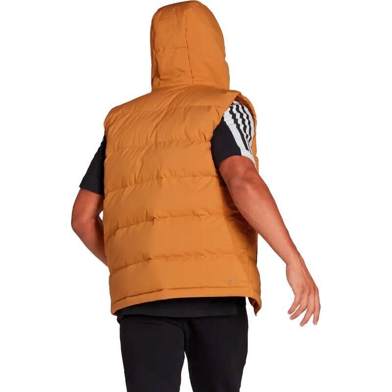 Pánská péřová vesta Adidas Helionic Hooded Down hnědá