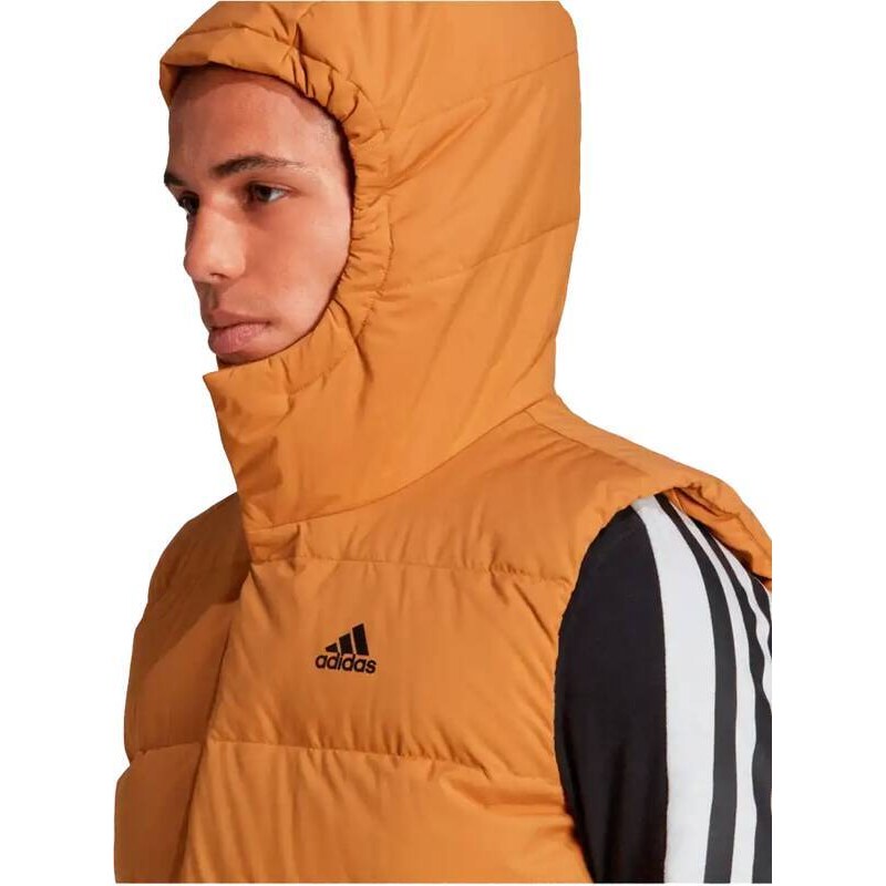 Pánská péřová vesta Adidas Helionic Hooded Down hnědá