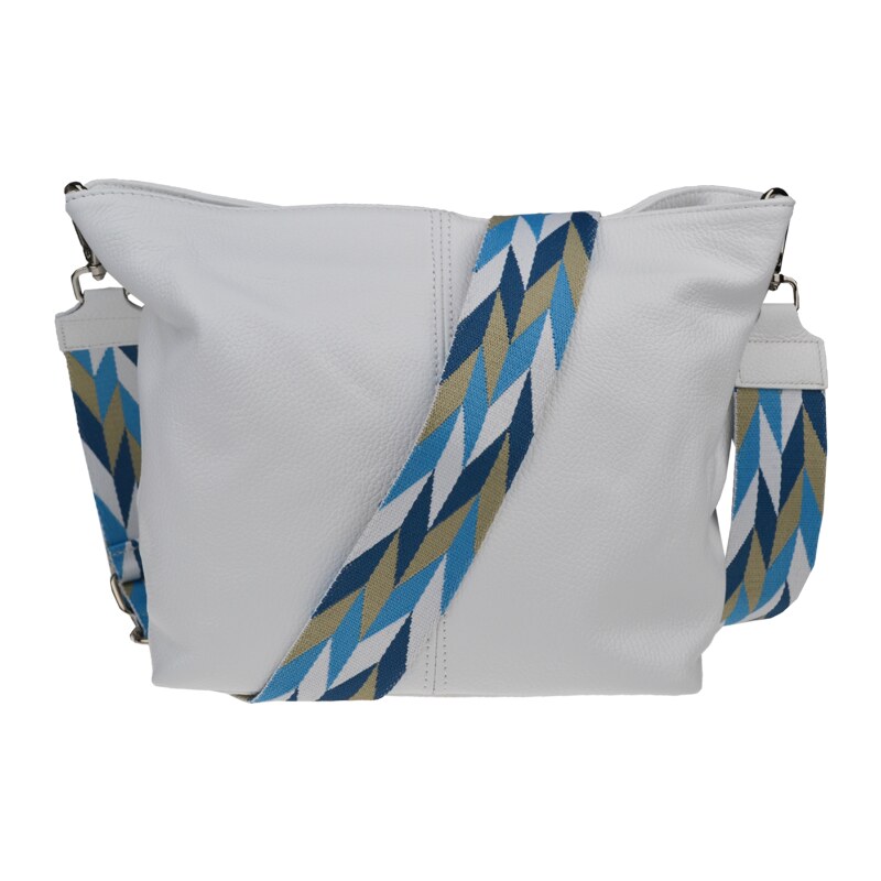 Bílá kožená italská crossbody kabelka Prisca Bianca s přídavným
