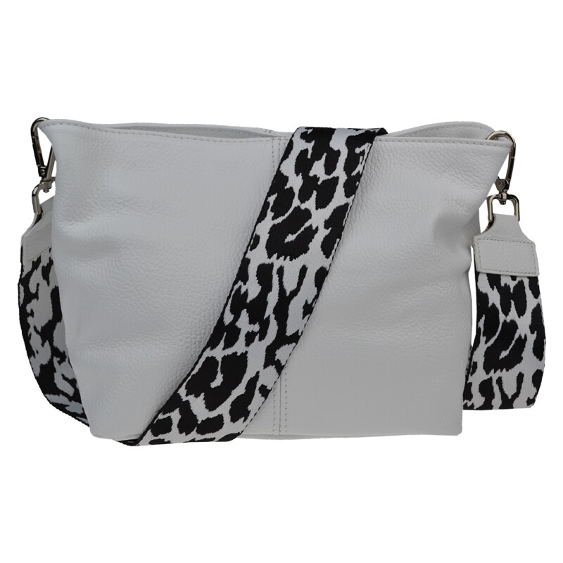 Bílá kožená italská crossbody kabelka Batilda Bianca s přídavným