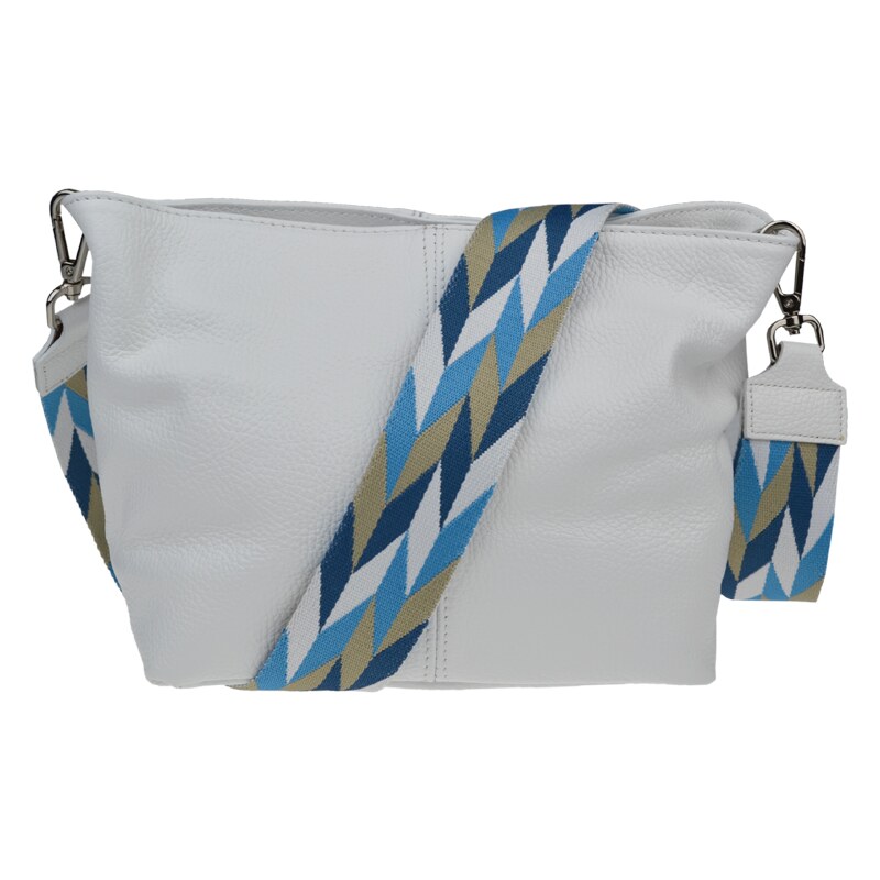 Bílá kožená italská crossbody kabelka Batilda Bianca s přídavným
