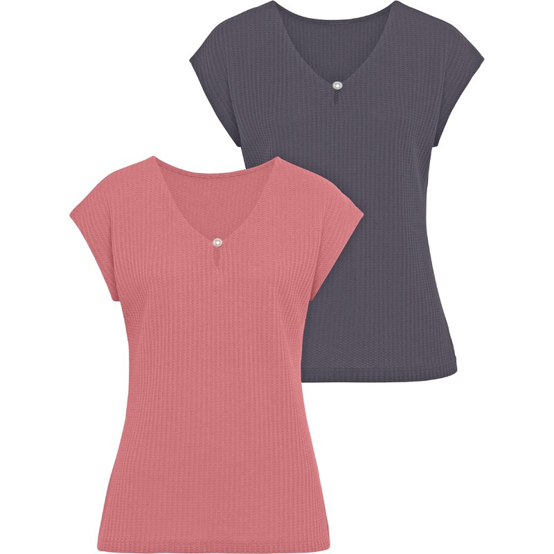 LASCANA Tričko šedá / pink 93445961
