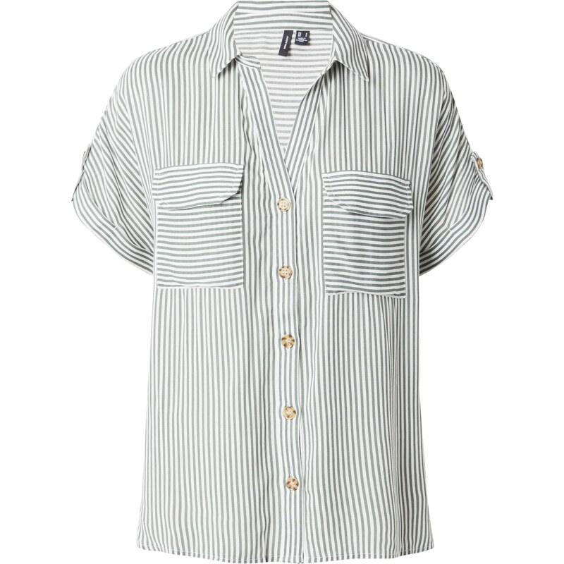 VERO MODA Halenka 'VMBumpy' tmavě zelená / bílá