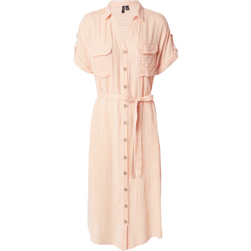 VERO MODA Košilové šaty VMBUMPY oranžová / bílá