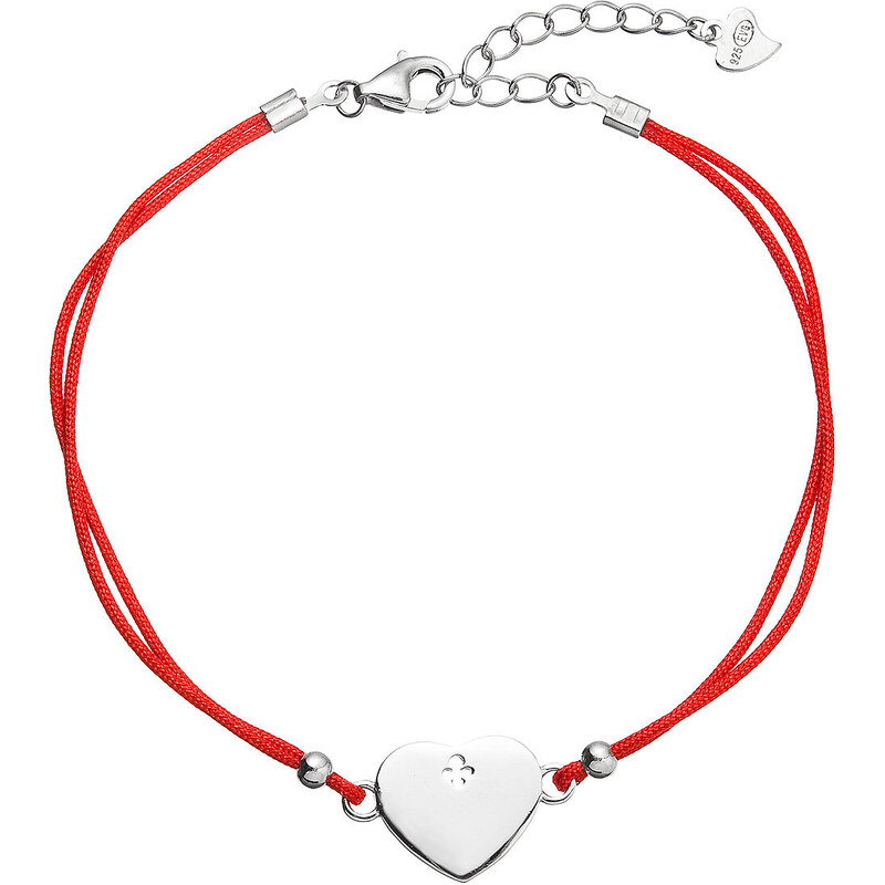 Kabbalah náramek se stříbrným srdcem 13049.3 red