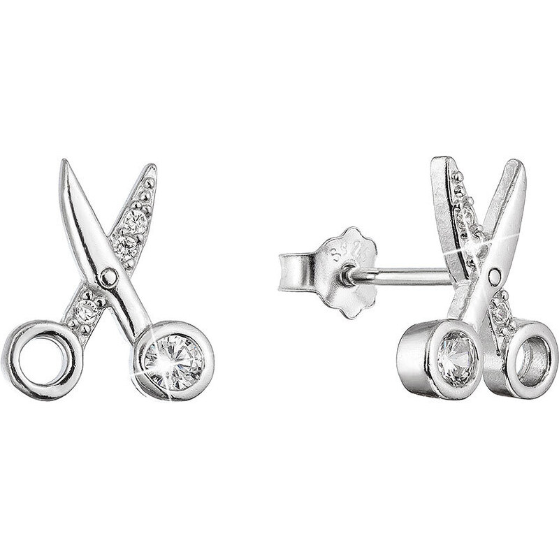 Stříbrné náušnice nůžky se zirkony 11525.1 crystal 93451046