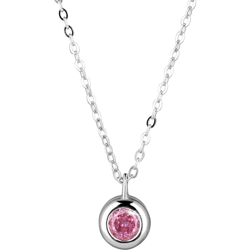 Stříbrný náhrdelník s růžovým zirkonem 12117.3 rose