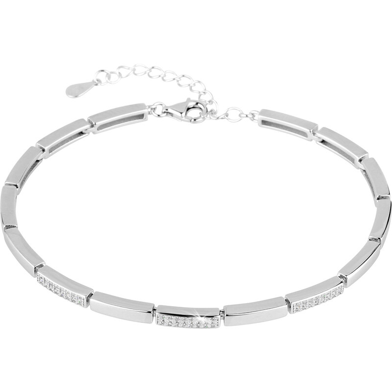 Stříbrný náramek obdélníčkový se zirkony 13056.1 crystal 93451113
