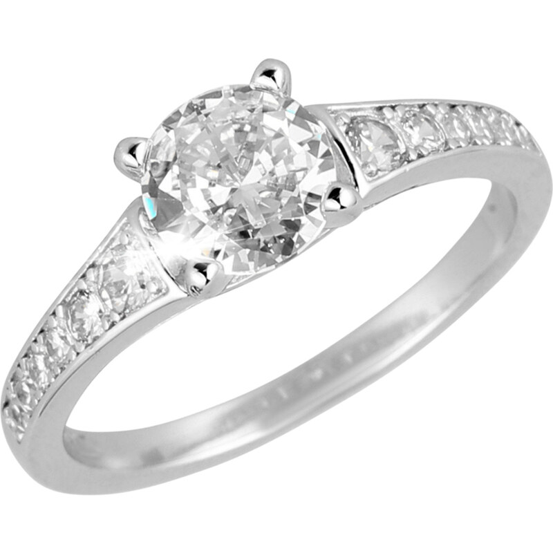 Stříbrný prsten luxusní se zirkony bílý čtverec 15009.1 crystal 100645090