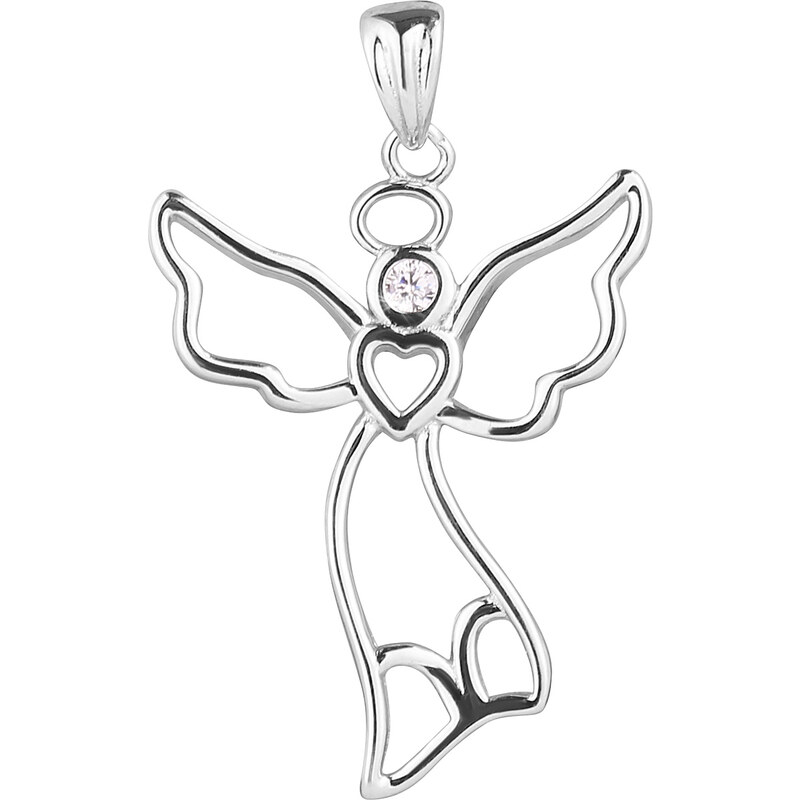 Stříbrný přívěsek anděl se zirkonem 14041.1 crystal