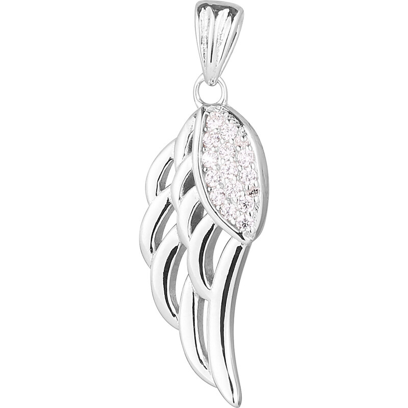 Stříbrný přívěsek andělské křídlo se zirkóny 14044.1 crystal