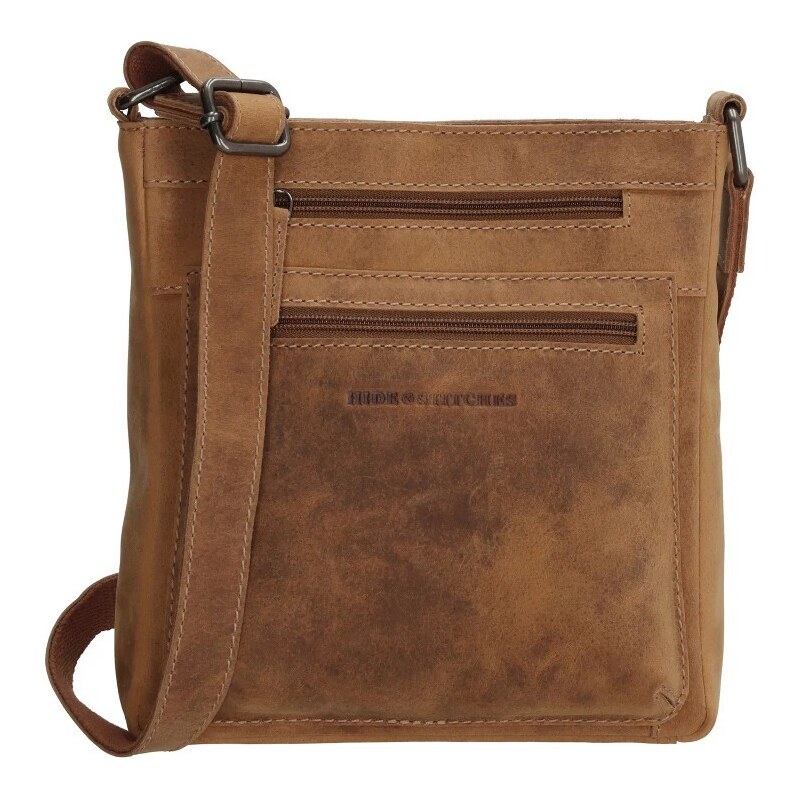 Hide & Stitches Hnědá kožená crossbody kabelka „Anne“ 93453414