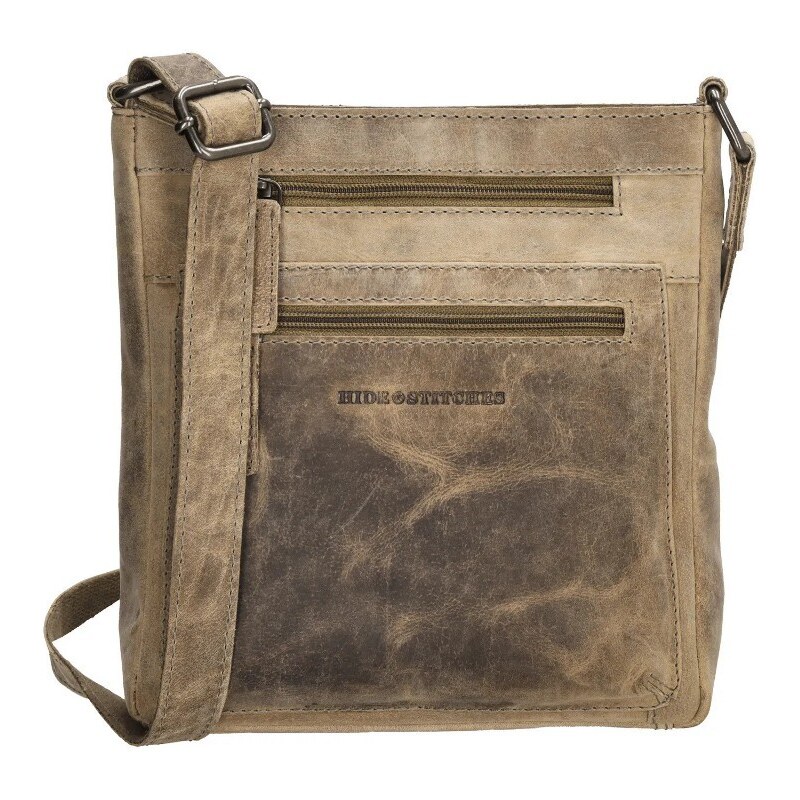 Hide & Stitches Šedá kožená crossbody kabelka „Anne“