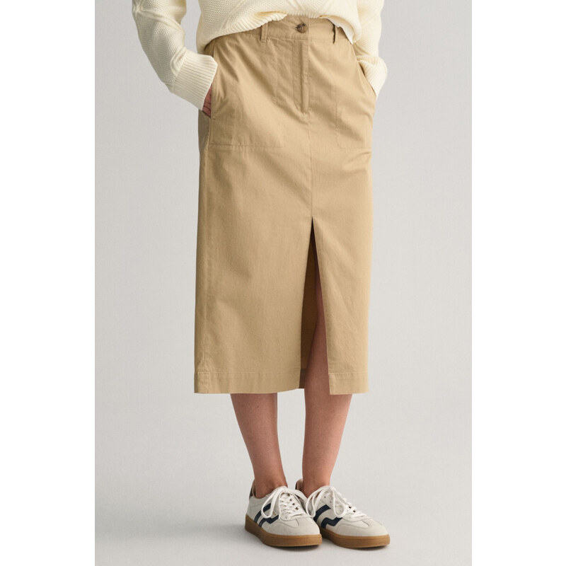 SUKNĚ GANT CHINO SLIT SKIRT DARK KHAKI