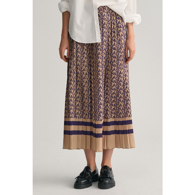 SUKNĚ GANT MONOGRAM PRINT PLEATED SKIRT PANSY PURPLE
