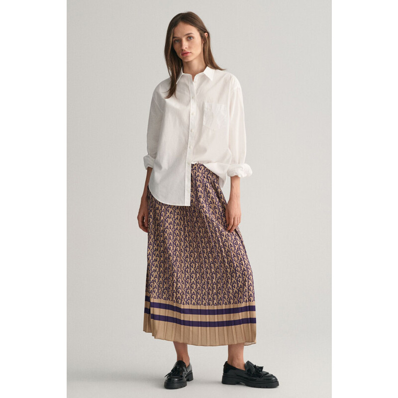 SUKNĚ GANT MONOGRAM PRINT PLEATED SKIRT PANSY PURPLE