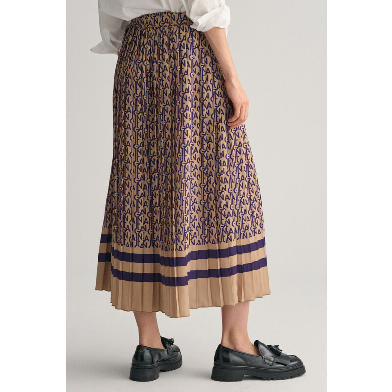 SUKNĚ GANT MONOGRAM PRINT PLEATED SKIRT PANSY PURPLE