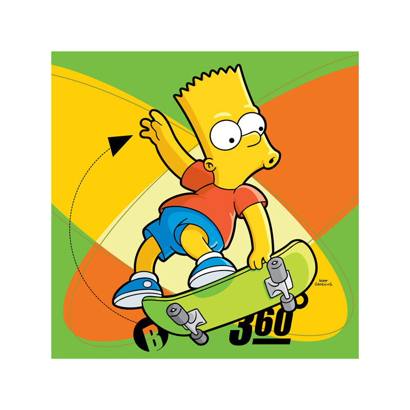 Jerry Fabrics Polštářek Bart Simpson skate zelená polyester 40x40 cm