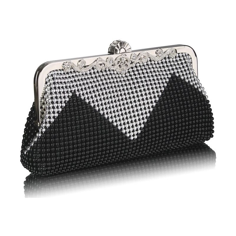 LS Fashion společenská kabelka LS0047 černá-stříbrná