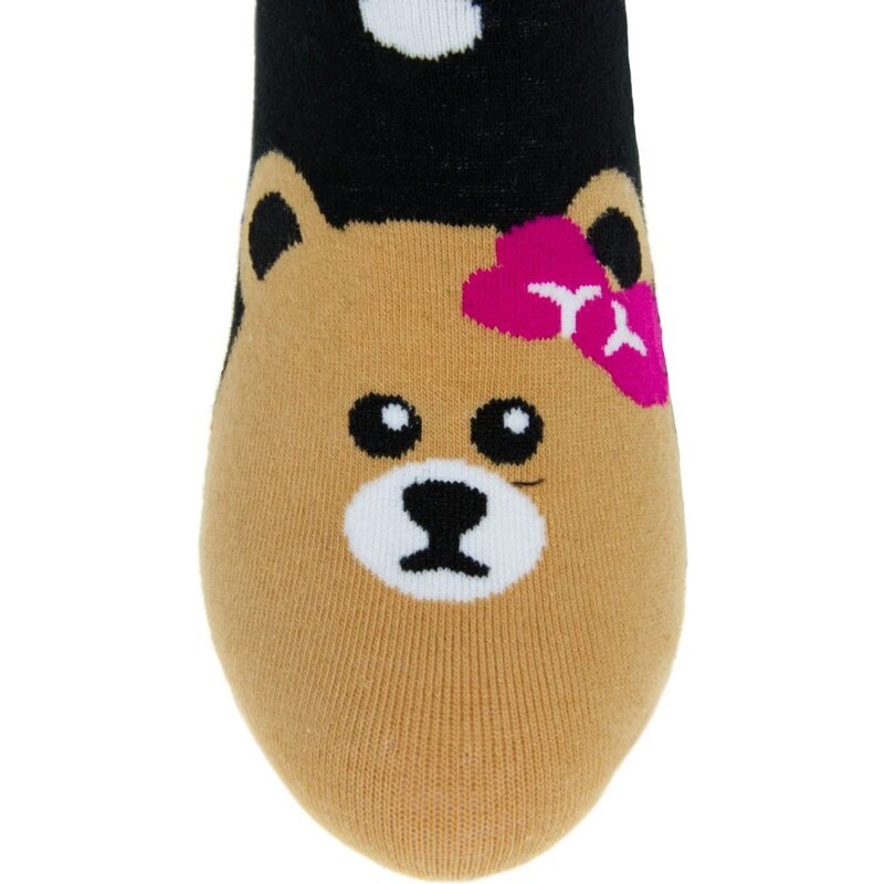 Elegant Zábavné ponožky Bear černé s bílými puntíky 93619305