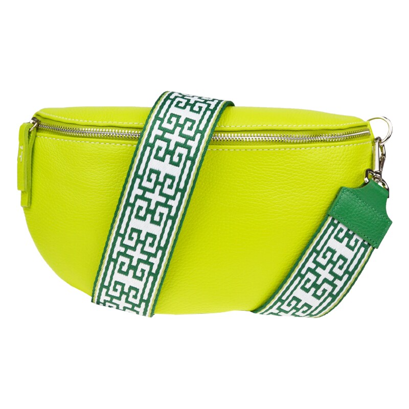 Zelená kožená italská crossbody kabelka Reni Grande Lime s