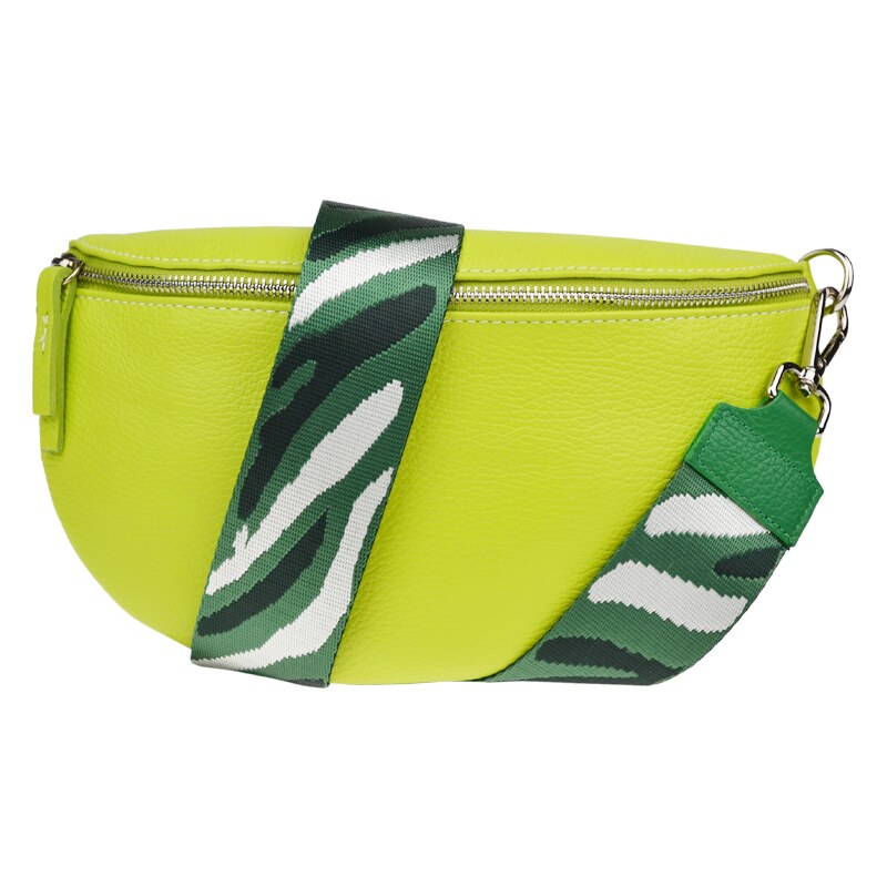 Zelená kožená italská crossbody kabelka Reni Grande Lime s