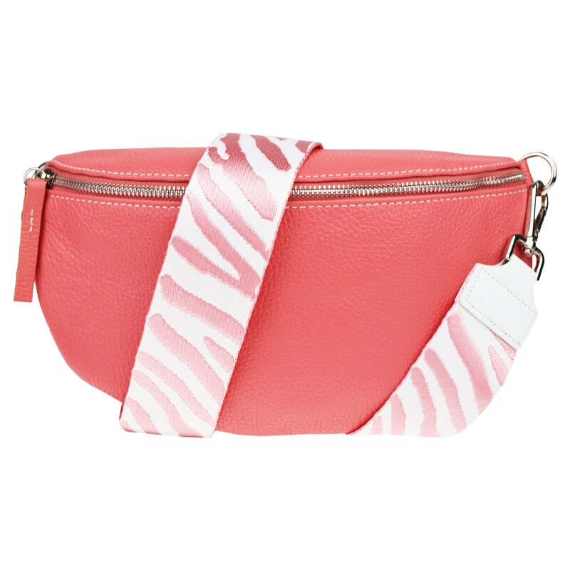 Růžová kožená italská crossbody kabelka Reni Grande Rosa s