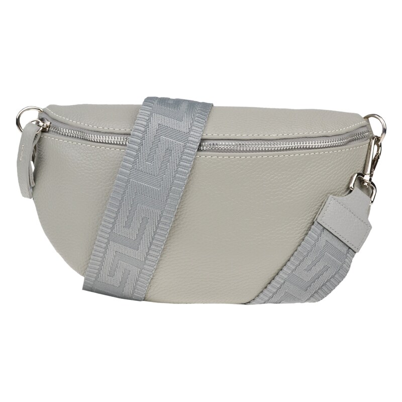 Šedá kožená italská crossbody kabelka Reni Grande Grigia Nuvole