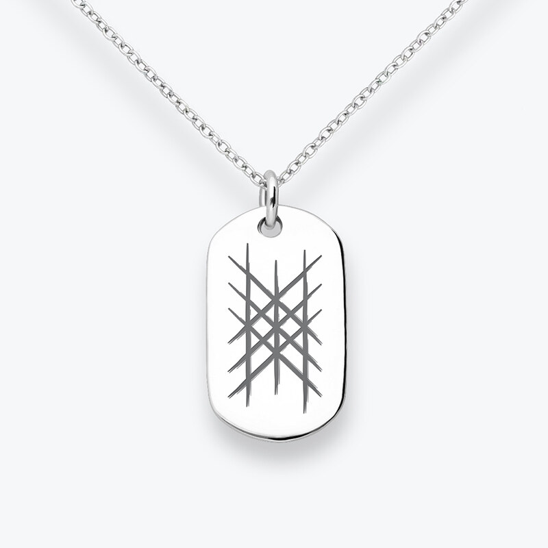 Estemia Stříbrný řetízek „psí známka“ s rytím Web of Wyrd - Ag925 93634317