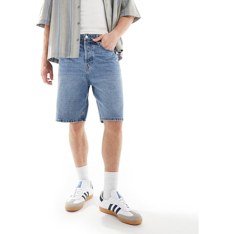 ONLY & SONS baggy denim short in light wash-Blue