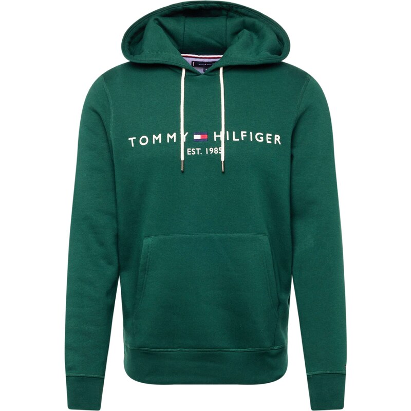 TOMMY HILFIGER Mikina tmavě zelená / červená / bílá