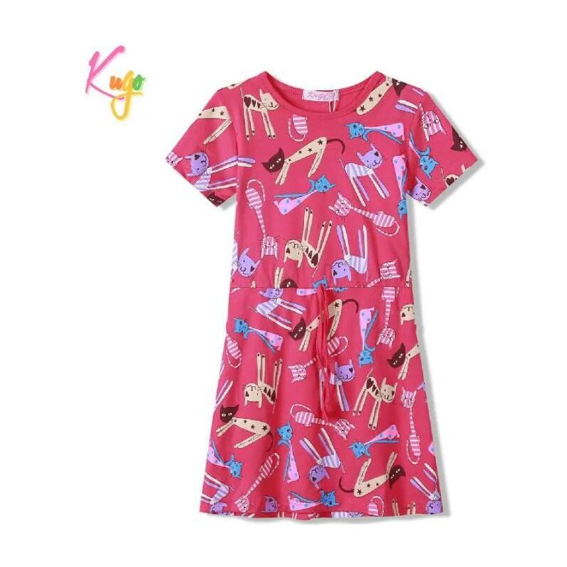Dívčí šaty Kugo HS9332 tmavě růžové, vel. 98