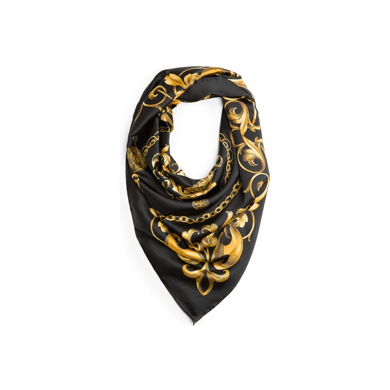 Mango Chains print satin-finish scarf