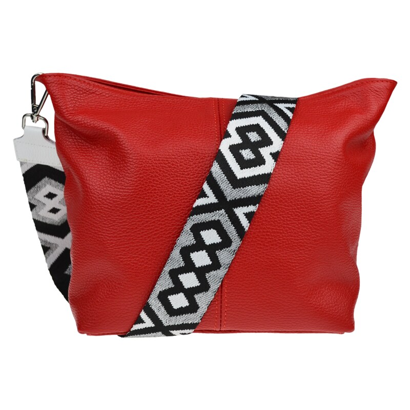 Červená kožená italská crossbody kabelka Prisca Rossa Chiaro s