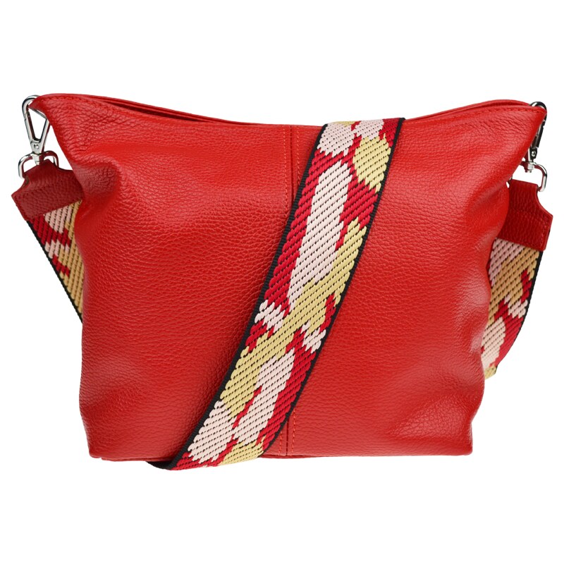 Červená kožená italská crossbody kabelka Prisca Rossa Chiaro s